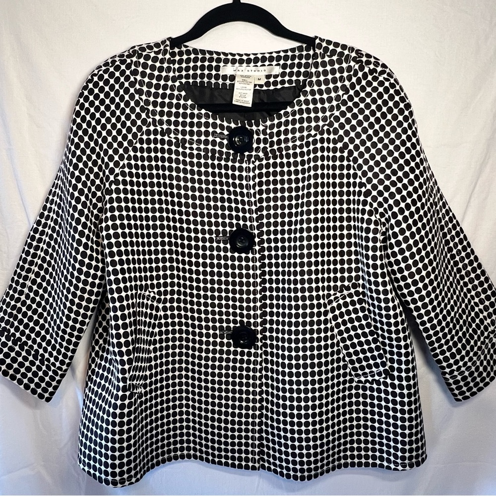Max Studios M Black/White Polka Dot Retro 60's Swing Feminine Classic Jacket